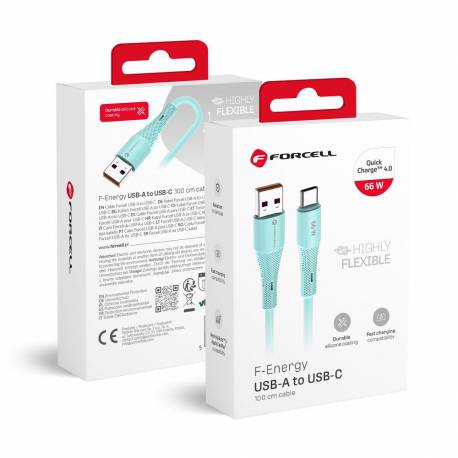 Kabel Usb A Do Usb C Forcell F-Energy Qc4.0 3A 66W Silicone 1 M C342 Niebieski