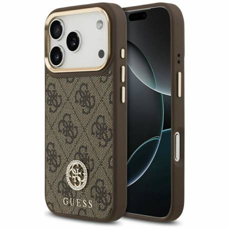Guess Futerał Do Iphone 17 Pro Kompatybilny Z Magsafe Guhmp17Lp4Grmdew (Pu W/ 4G Strass Logo) Brązowy
