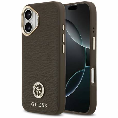 Guess Futerał Do Iphone 17 Kompatybilny Z Magsafe Guhmp17Spgcrmdew (Pu W/ Grained Strass Logo) Brązowy